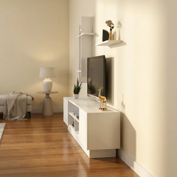 طاولة تلفزيون سعودى لون ابيض 106