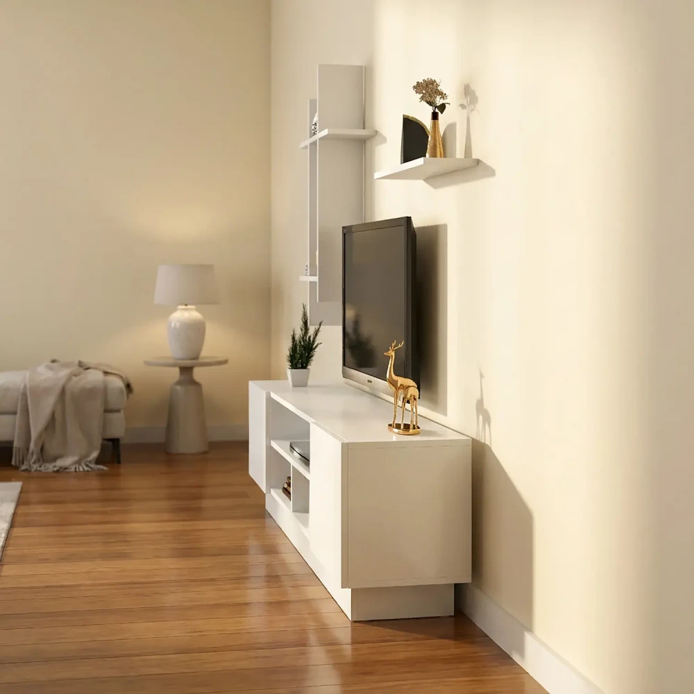 طاولة تلفزيون سعودى لون ابيض 106