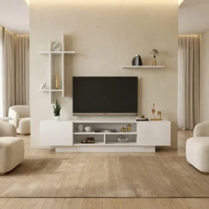 طاولة تلفزيون سعودى لون ابيض 106