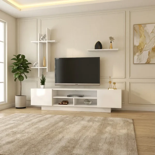 طاولة تلفزيون سعودى لون ابيض 106