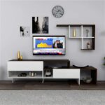 طاوله تلفاز أبيض مع بني فاتح 111