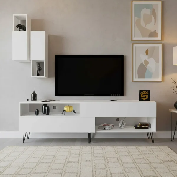 طاوله تلفزيون حديثة لون أبيض 101