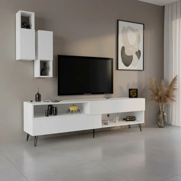 طاوله تلفزيون حديثة لون أبيض 101