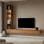 وحده تلفزيون معلقه برفوف بإضاءة جانبية لاسلكية