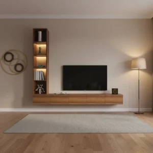 وحده تلفزيون معلقه برفوف بإضاءة جانبية لاسلكية