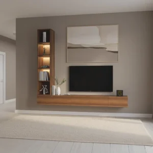 وحده تلفزيون معلقه برفوف بإضاءة جانبية لاسلكية