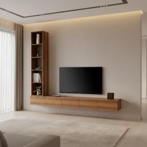 وحده تلفزيون معلقه برفوف بإضاءة جانبية لاسلكية