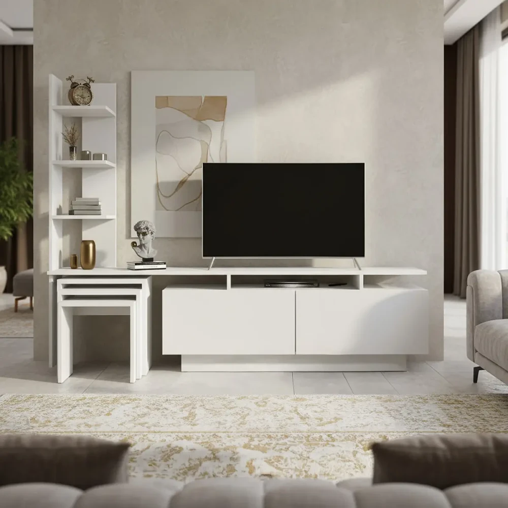 طاولة تلفاز مع 3 طاولات خدمة 128