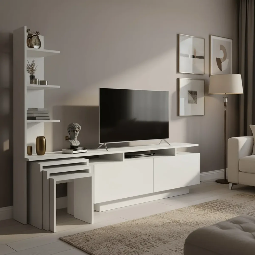 طاولة تلفاز مع 3 طاولات خدمة 128