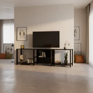 طاولة تلفزيون بلون أسود تصميم بسيط