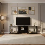 طاولة تلفزيون بلون أسود تصميم بسيط