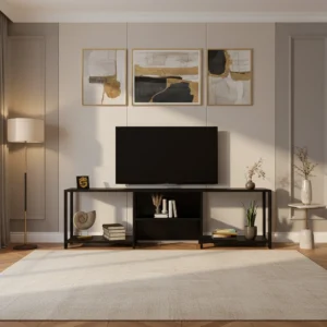 طاولة تلفزيون بلون أسود تصميم بسيط