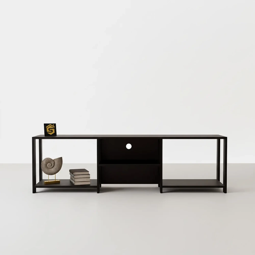 طاولة تلفزيون بلون أسود تصميم بسيط