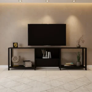 طاولة تلفزيون بلون أسود تصميم بسيط