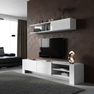 طاولة تلفزيون لون أبيض مع رف 127