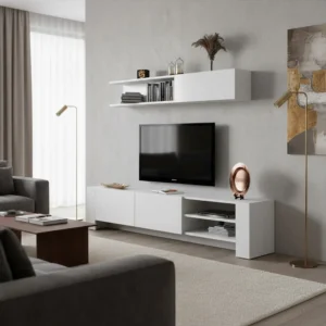 طاولة تلفزيون لون أبيض مع رف 127