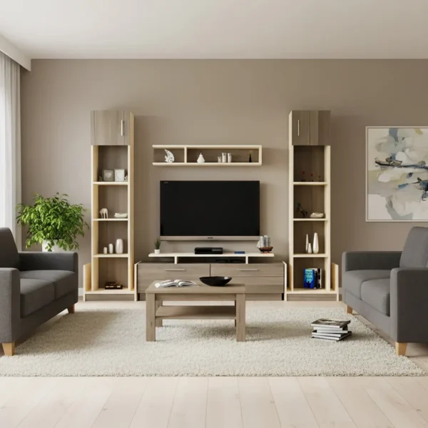 مكتبة شاشة مع 2 وحدة أرفف 130