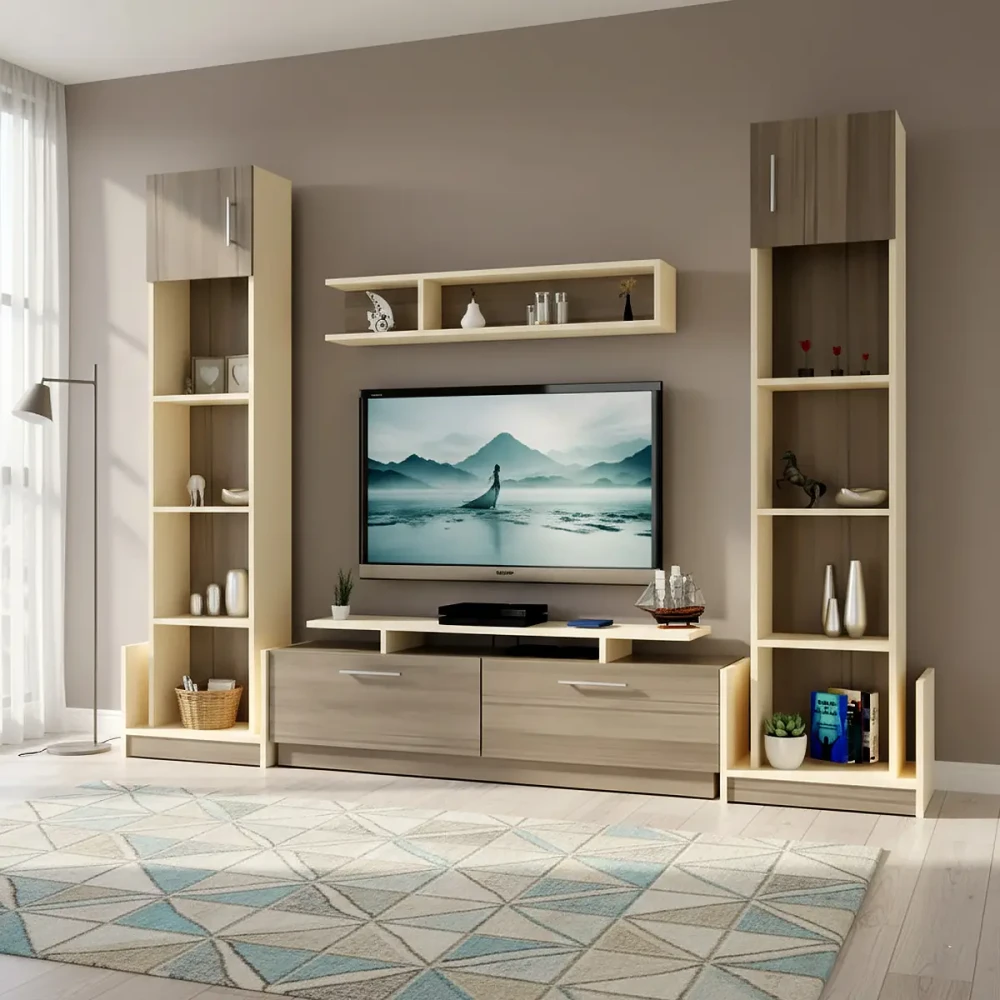 مكتبة شاشة مع 2 وحدة أرفف 130