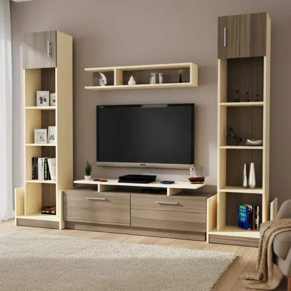 مكتبة شاشة مع 2 وحدة أرفف 130