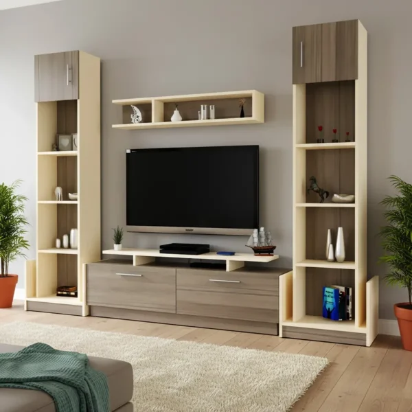 مكتبة شاشة مع 2 وحدة أرفف 130