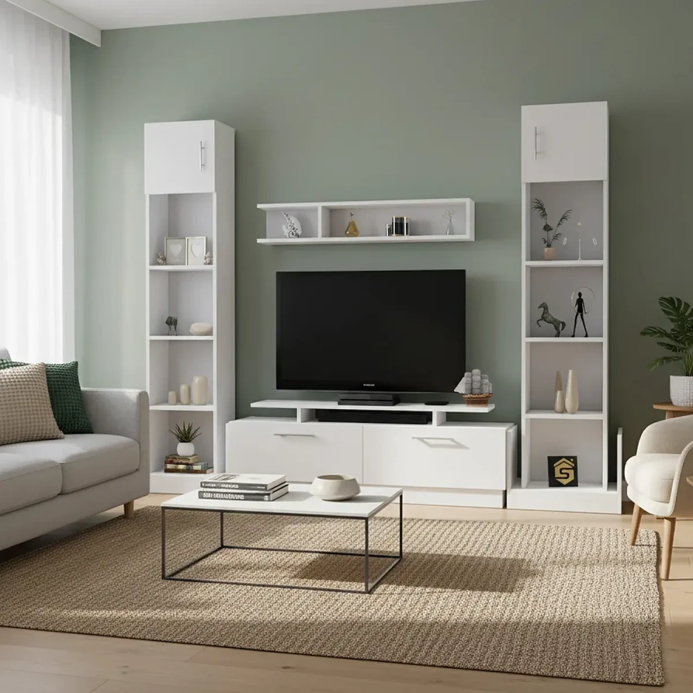 مكتبة شاشة مع 2 وحدة أرفف 131