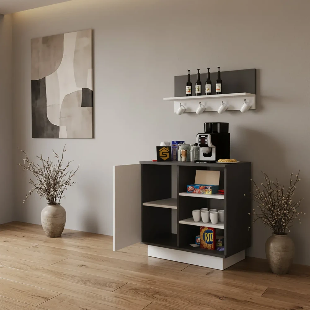 ركن قهوة أبيض مع رمادي 302