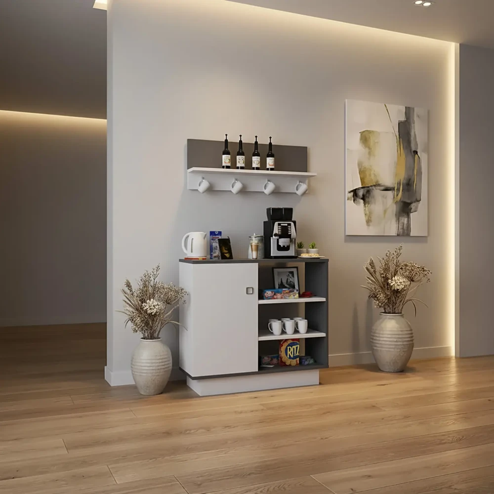 ركن قهوة أبيض مع رمادي 302