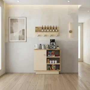 ركن قهوة بيج مع خشبي