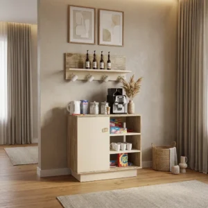 ركن قهوة بيج مع خشبي