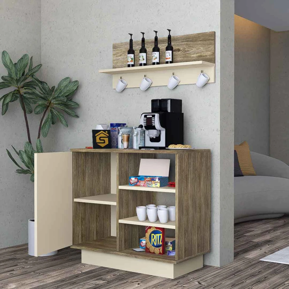 ركن قهوة بيج مع خشبي 303