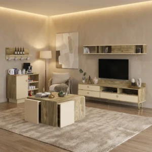 طقم طاولات بيج مع خشبي 203