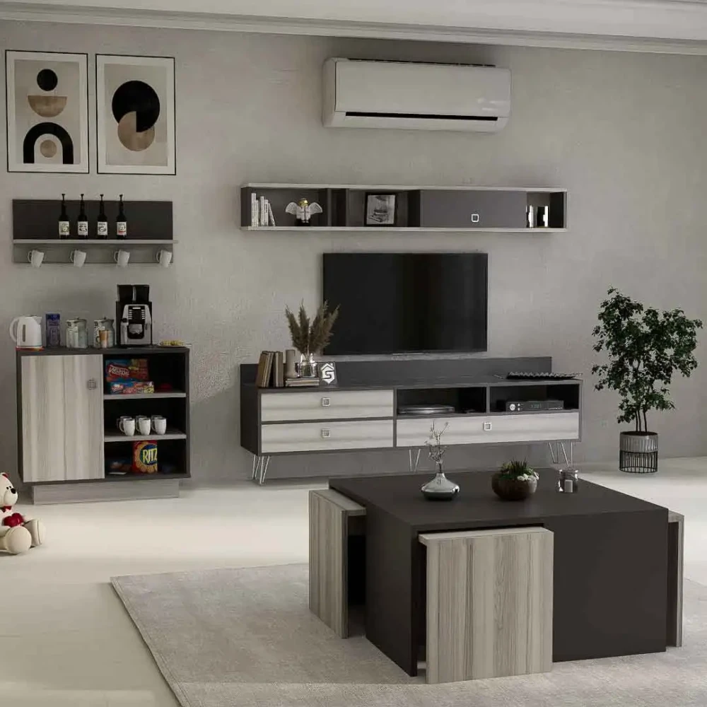 طقم طاولات رمادي درجتين 202