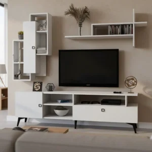 طاولة تلفاز خشب لون أبيض 16