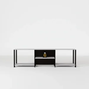 طاولة تلفزيون تصميم عصري بأرفف عملية