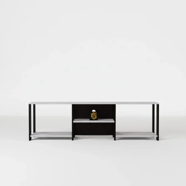 طاولة تلفزيون تصميم عصري بأرفف عملية