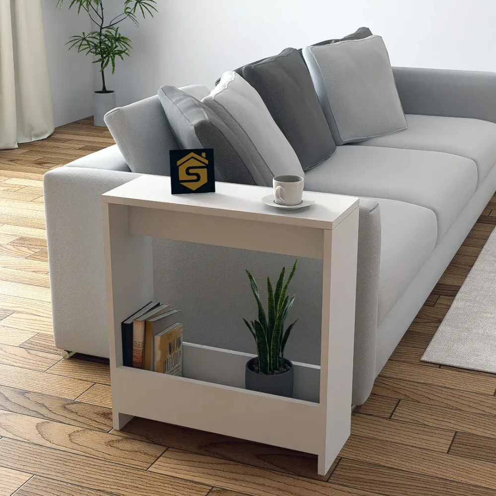 طاولة جانبية عملية لون أبيض