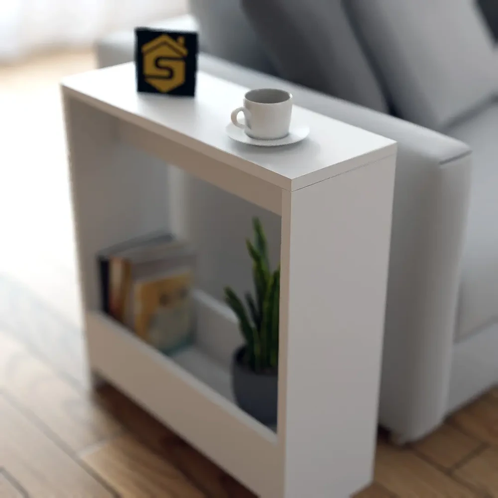 طاولة جانبية عملية لون أبيض