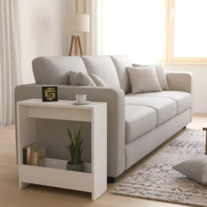 طاولة جانبية عملية لون أبيض