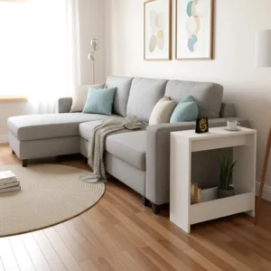 طاولة جانبية عملية لون أبيض