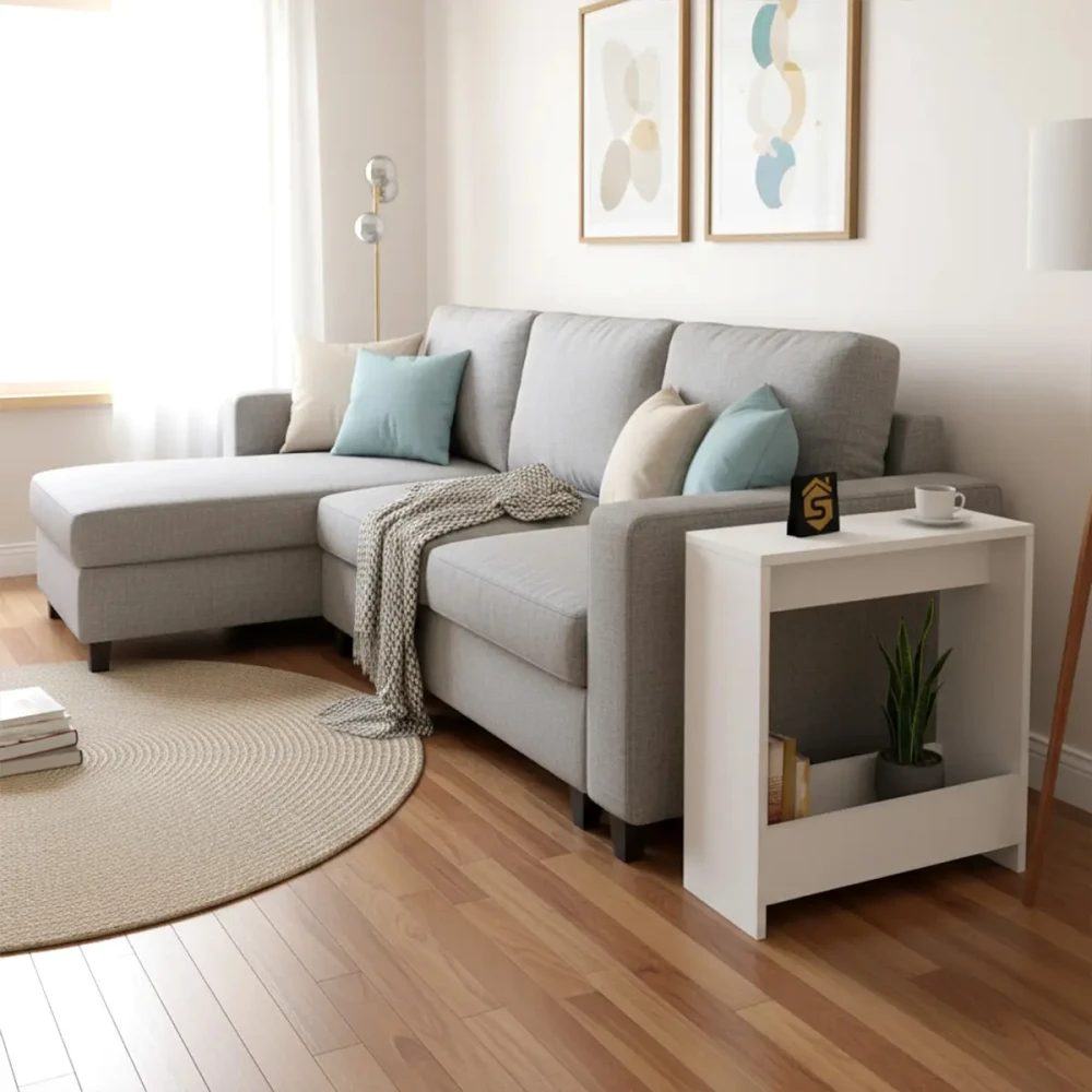 طاولة جانبية عملية لون أبيض