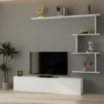 طاولة تلفزيون عصريه لون أبيض 161