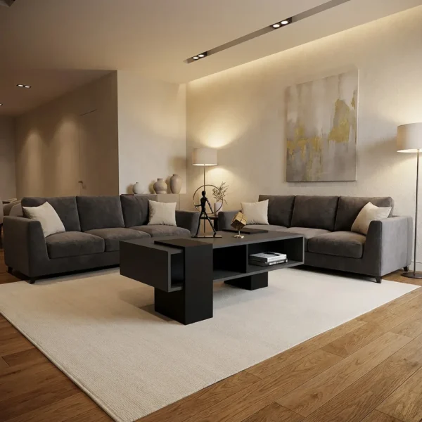 طاولة وسط بتصميم عصري برف داخلي