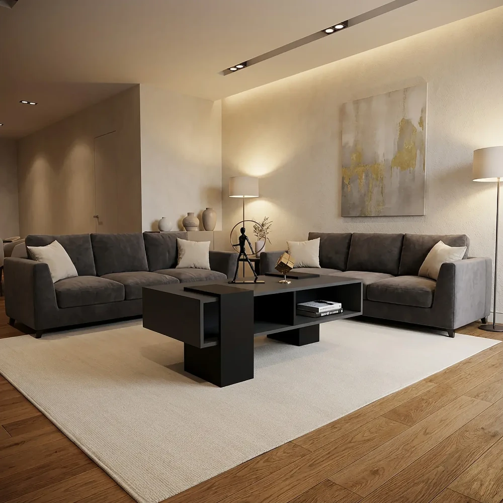 طاولة وسط بتصميم عصري برف داخلي