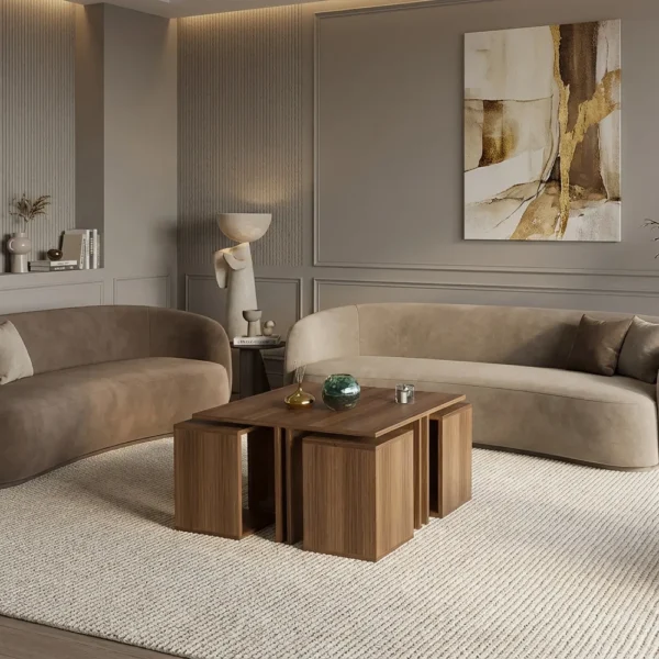 طاولة وسط مع 4 طاولات خدمة لون بني 405