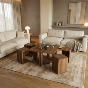 طاولة وسط مع 4 طاولات خدمة لون بني 405