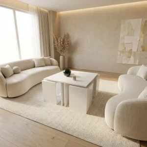 طاوله وسط مع 4 طاولات خدمة لون أبيض 404