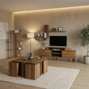 طقم طاولات و زاويه لون بني 205