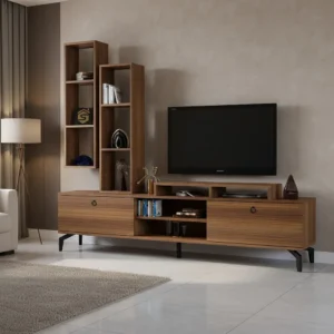 طاولة شاشة مع رفوف لون بني 172