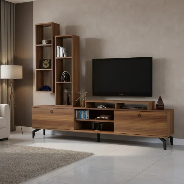 طاولة شاشة مع رفوف لون بني 172