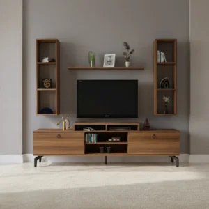 طاولة شاشة مع رفوف لون بني 172